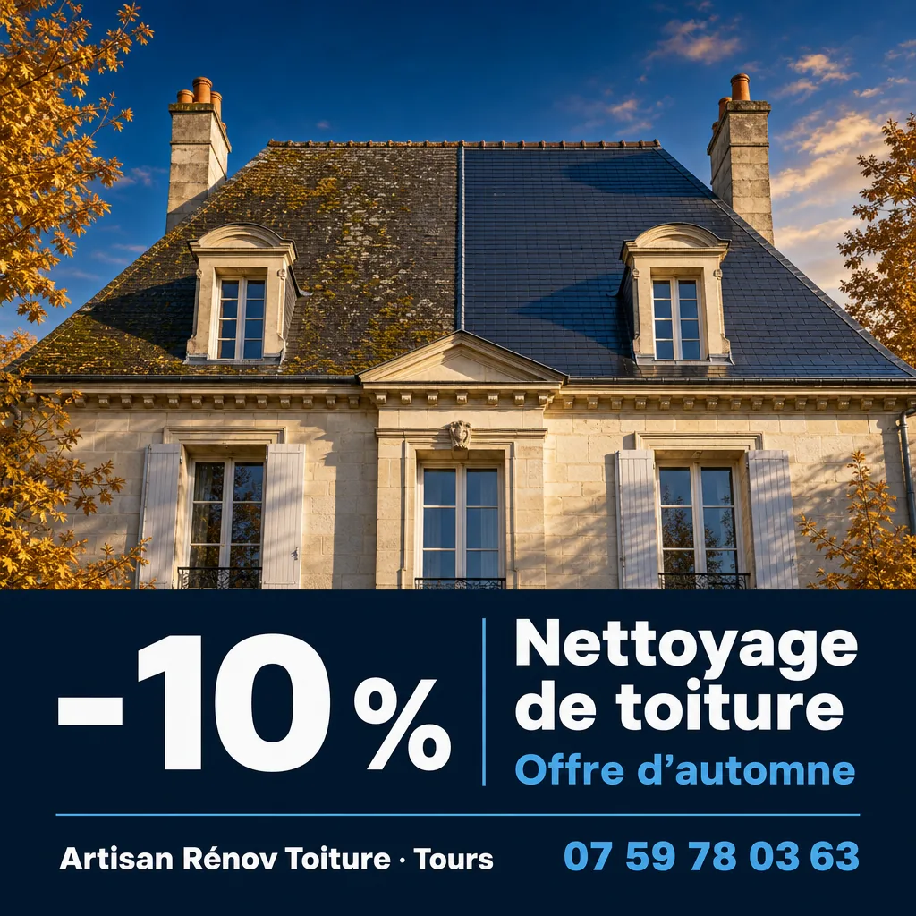 Offre d'automne : -10 % sur le nettoyage de toiture à Tours et en Indre-et-Loire, Artisan Rénov Toiture